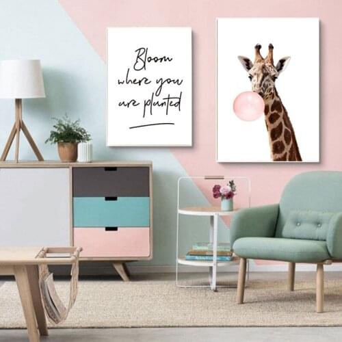 Nordic Canvas Painting Wall Giraffe Poster Bedroom Home Decor Print Painting Sky Plant Landscape Wall Art Picture No Frame