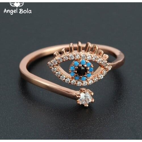 Lucky Eye Evil Eye Open Rings Copper Micro Pave Cubic Zircon Ring Jewelry Adjustable Women Ring Gifts Jewelry