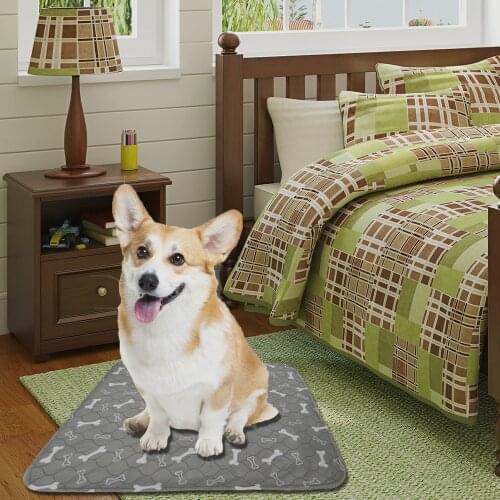 Reusable Pet Pee Pad Washable Dog Urine Pad 3 Layer Absorbent Dog Cat Diaper Mat Bone Waterproof Cartoon Paw Print Puppy Nappies