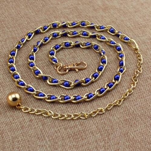 Fashion Imitation Pearl Beads Thin Waist Chain Belt Women Waistband Strap Dress Accessories 3 Colors