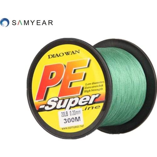 Free Shipping sea fishing multifilament 300M 4 Weaves 90LB 100% PE Braid Fishing Line brand DIAOWAN