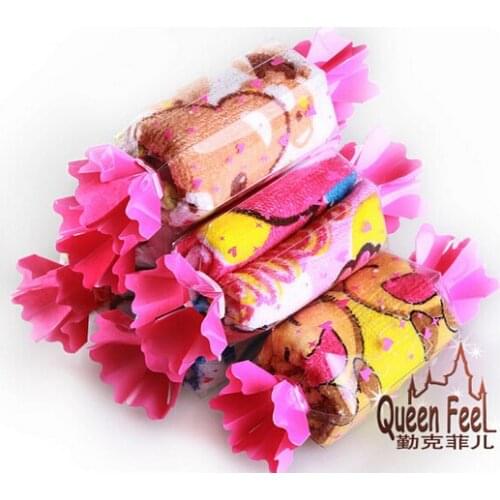 20pcs/lot 20*20 cm Cartoon Cake sweets Candy Towel Promotional Birthday Bussiness Gift 100% Cotton For Festival Giveaway