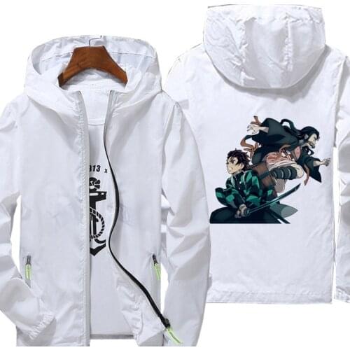 Mens Quick Dry Coat Demon Slayer Sunscreen Waterproof UV Women thin Outwear Ultra-Light Windbreake Jacket