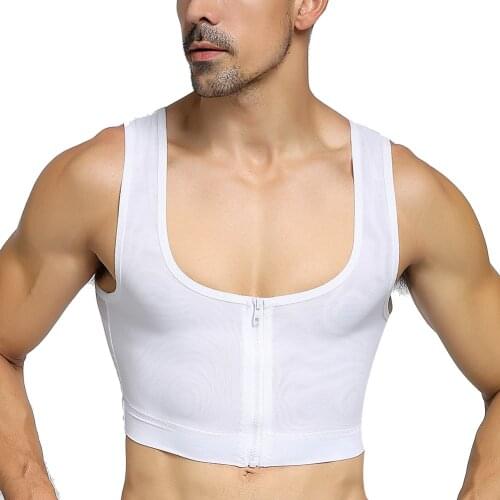 Mens Compression Shirt Undershirt Slimming Tank Top Workout Vest Chest Lifter Body Shaper