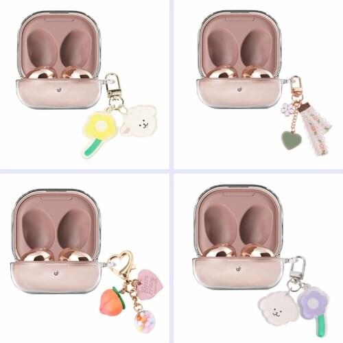 For Samsung Galaxy Buds Live/buds Pro Case Luxury Glitter Butterfly Flower Keyring Silicone Earphone Case for Samsung Live Cover