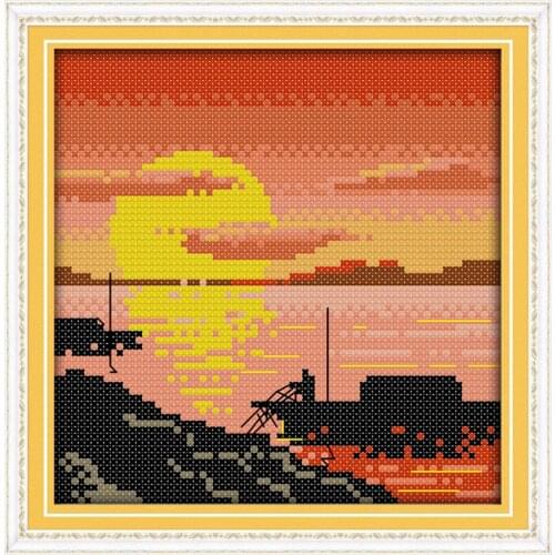 Back home cross stitch kit boat river land view 18ct 14ct 11ct count printed canvas stitching embroidery DIY handmade needlework
