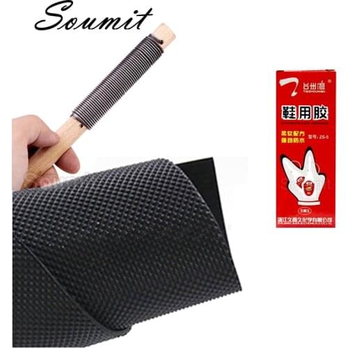 Repair Shoe Sole Tool for Rubber Full Sole 4pcs Kit Anti Slip Outsoles Patches +2 Glue +1 Sole File Knife Shoe Accessories Set