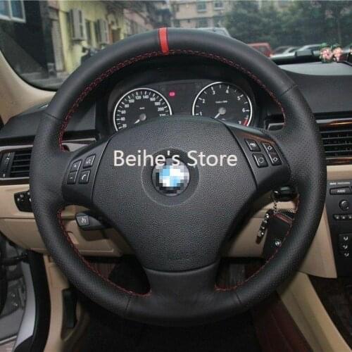 Anti Slip Leather Hand Sewing Steering Wheel Cover For BMW 320i i135 E82