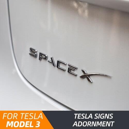 New Space X Sticker For Tesla Model 3 2021 Accessories Letters Tail Letter Label Dual Model3 Car Logo For Tesla Model Y S Car