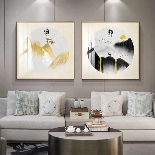 New Chinese Landscape Decoration Painting Crystal Porcelain Painting Corridor Bedroom Bedside Mural Light Luxury Painting