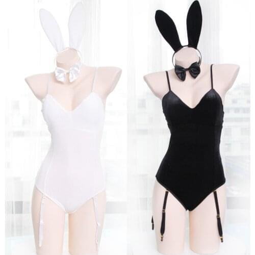 Japanese Sexy Bunny Girl Sleepwear Suit Female Women Cosplay Costume Jumpsuit Velvet Underwear Nightdress Cat Costume