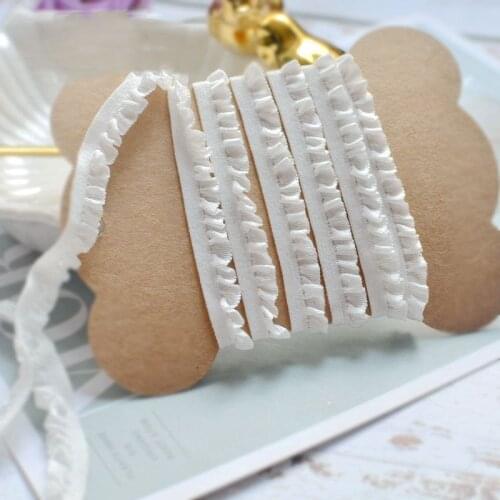 10Meters 8mm Elastic Vintage Embroidery Ruffle Pleated Lace Trim Ribbon Trimming Garment Accessory Collar 8mm Width