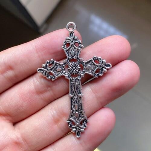 12pcs/lot Large Gothic Cross Charms Pendants Faith Accessories, Tibetan Silver Gold Tone For Diy Handmade Jewelry Makeing Craft