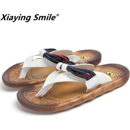 New Summer Classic pig leather Men Outdoor Casual Flats Sandals Fashion Summer Beach Shoes Cheap Top Quality Non-slip Slippers