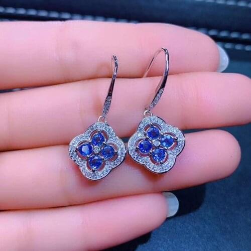 Real And Natural Sapphire Earrings, 925 Sterling Silver Fine Elegant Jewelry for Women Earring