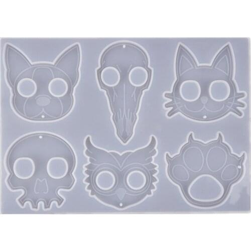 Cat Head Keychain Pendant Silicone Mold Crystal Epoxy Resin Mold For Jewelry Making Cartoon Animals Silicone Mold