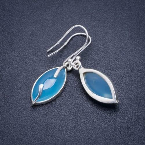 Natural Chalcedony Handmade Unique 925 Sterling Silver Earrings 1.5" A2553