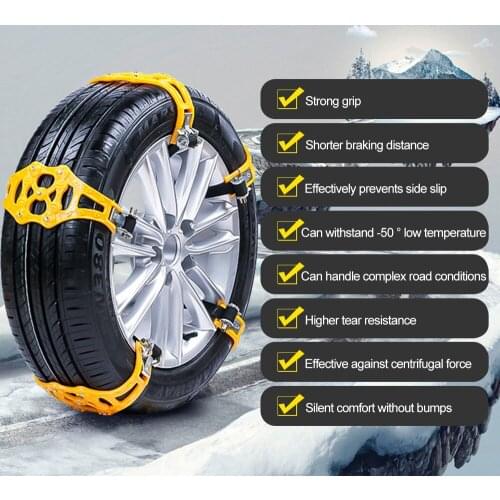 Universal Tire Chains Anti-slid Snow Chain Portable Easy to Mount Emergency Traction Car Snow Tyre Chain 8PCS Auto Accessories