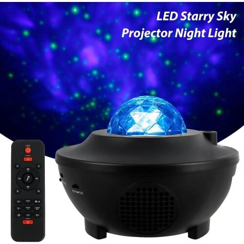 USB LED Star Night Light Music Starry Water Wave LED Projector Light Bluetooth Romantic Projector Sleeping Bedside Lamp Gifts