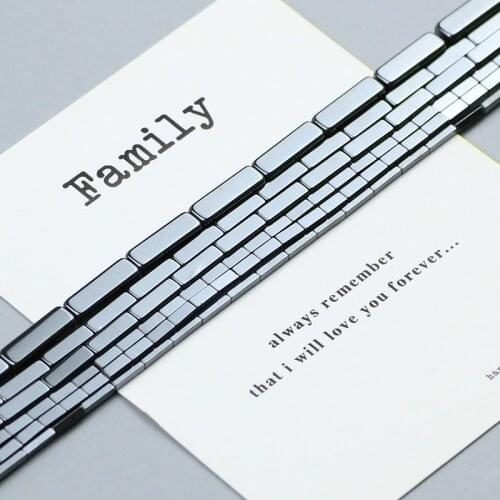 WLYeeS Rectangle Natural Stone Black Hematite Beads long Square Cube Shape Charm Loose Spacer Bead for jewelry making Making DIY