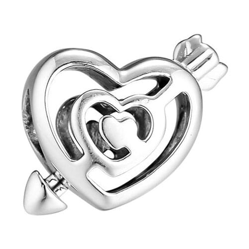 Sterling Silver Jewelry Way To Love Heart Charm Valentines Day Beads For Bracelets Woman DIY Fashion Jewelry Making