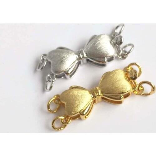 Bow Knot Jewelry Findings Wholesale Necklace Bracelet Clasps and Hooks Jewellery Accessory Parts Settings, 10pcs/lot