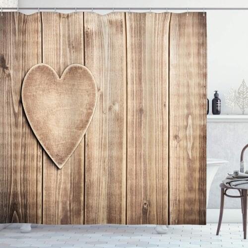 Valantines Day Shower Curtain Rustic Heart Over Wooden Planks Background Lovers Corner Romantic Celebration Print Bathroom Decor