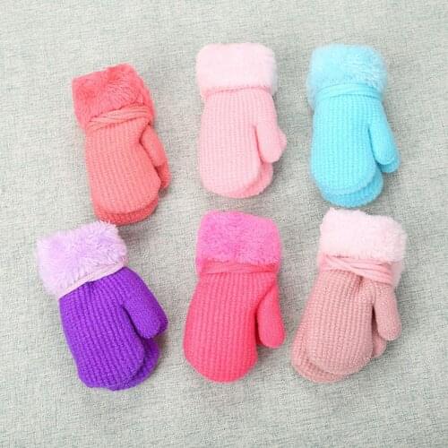 Winter Outdoor Baby Boy Girl Knitted Gloves Warm Rope Full Finger Mittens Gloves P31B
