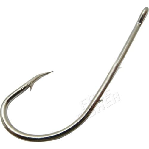 FreeFisher 100pcs/set High Carbon Steel Fishing Sharp Silver Jig Hooks with Eye Fishing Hooks Set 92247