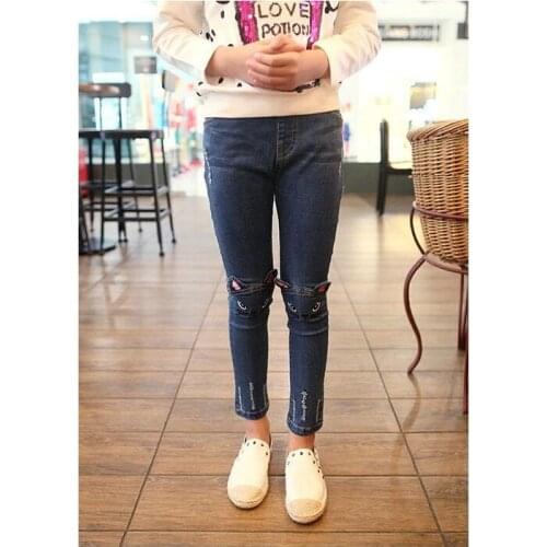 2017 Spring/Autumn Kids Jeans Casual Girls Jeans Kids Pants Cotton Girls Baby Trousers Denim Pants for Girls Trousers 3-8Y