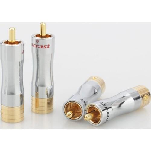 4 pcs Gold plated RCA plug 8mm audio cable Male Solder connector adapter