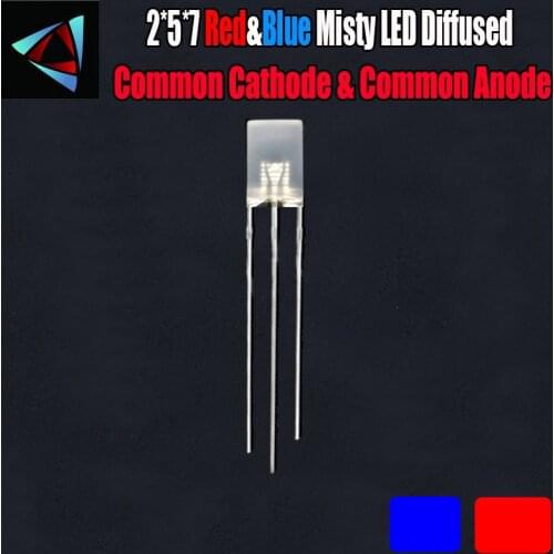 50pcs 2*5*7 Square led Misty LED Diffused Kit 2*5*7 mm Red And Blue Common Cathode & Common Anode DIY