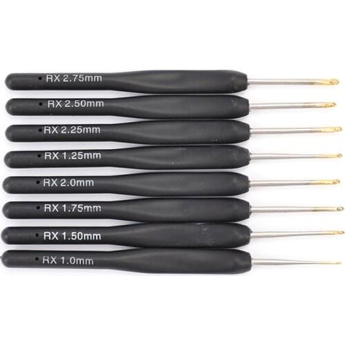 8pcs Aluminum Crochet Needle Kit Weave Tools Crochet Hooks Handle Knitting Needles 1.0/1.25/1.5/1.75/2.0/ 2.25/2.5/2.75mm