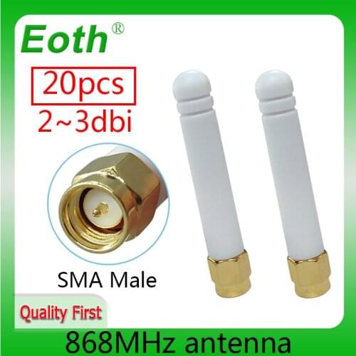 Wholesale 20pcs 868MHz 915MHZ antenna 2~3dbi SMA Male Connector GSM Antenna 868 MHz 915 IOT antena white small antenne Lorawan