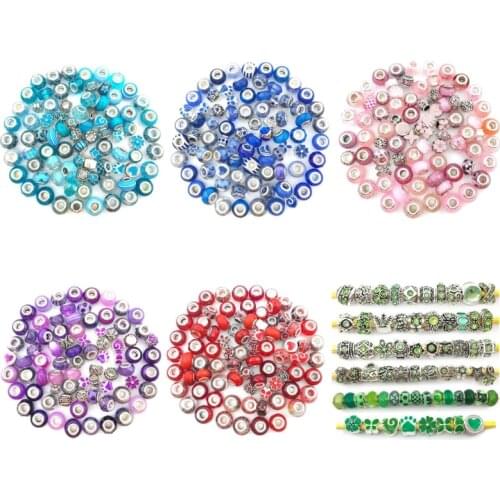 European Craft Beads Large Hole Glass Spacer Beads Rhinestones European Lamp Beads Diy Bracelet Jewelry Craft Making