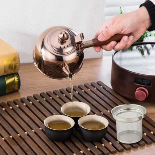500/680ml Tea Kettle 304 Stainless Steel Tea Pot Wooden Handle Boiling Water Kettle For Making Tea, Brewing Coffee