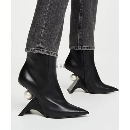 Black White Wedges Pointed Toe Pumps 2021 Spring/Autumn High-heel Ladies Comfort Wedges Women Pear Dec Celebrity Heels