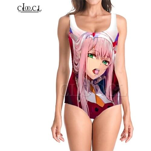 CLOOCL Anime Darling In The Franxx Zero Two 3D Print One-piece Swimwear Swimsuit Women Bathing Suit Sleeveless Slim Sexy Girl
