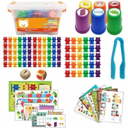 Children Montessori Educational Toys Rainbow Stack Cups Counting Bears Color Weights Sensory Toys Preschool Math Learning