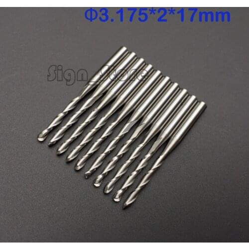 Free Shipping 10pcs/lot 3.175mm*2mm*17mm Carbide Ball End Mill, Engraving Bits, Milling Cutters, Router Bits for Wood Machinery
