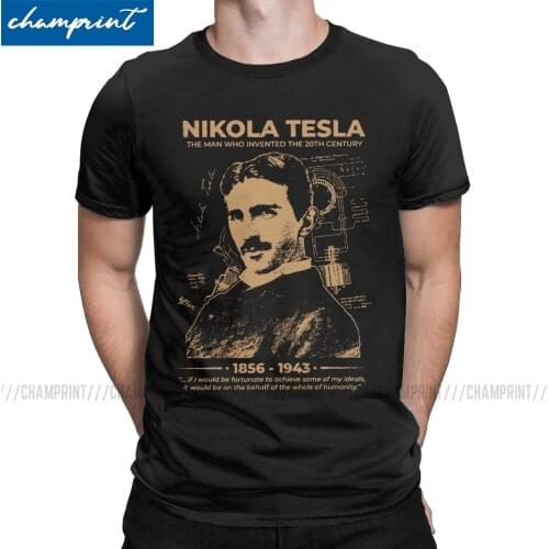 Hipster Nikola Tesla Mens T Shirts Electricity Science Physicist Energy Inventor Geek Nerd Novelty Tee Shirt Crew Neck T-Shirt
