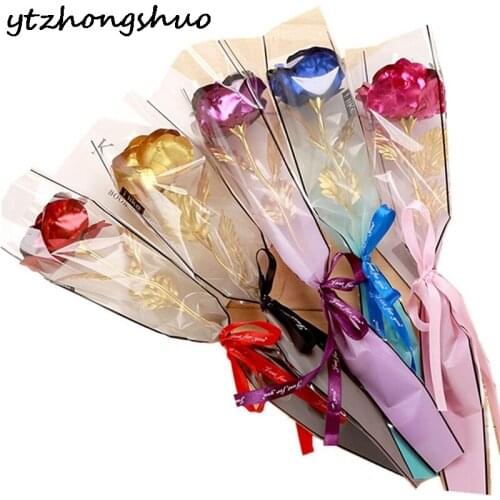 Artificial Flowers 24k Gold Rose New Year Valentine Day Gift Present Foil Flowers Home Decor Forever Roses Artificial Flowers