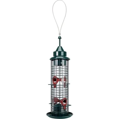 Squirrel-Proof Bird Feeder Hanging Tube Feeder With 4 Feeding Ports Wild Bird Feeders Metal Cage Wild Bird Garden Yard