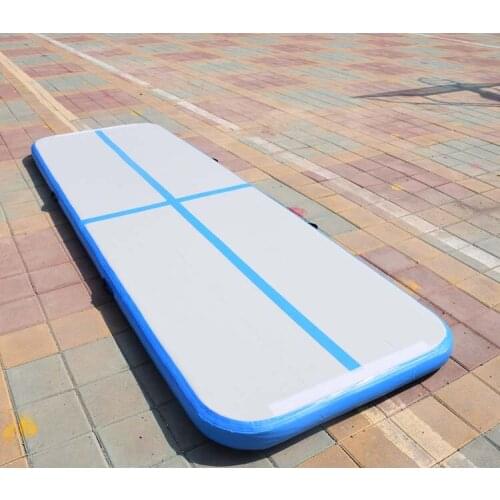 Beautiful Blue Color Inflatable Gymnastics Mat 3M Air Track Mats With Pump Hom Use AIr Floor Track For Tumbling Taekwondou Track