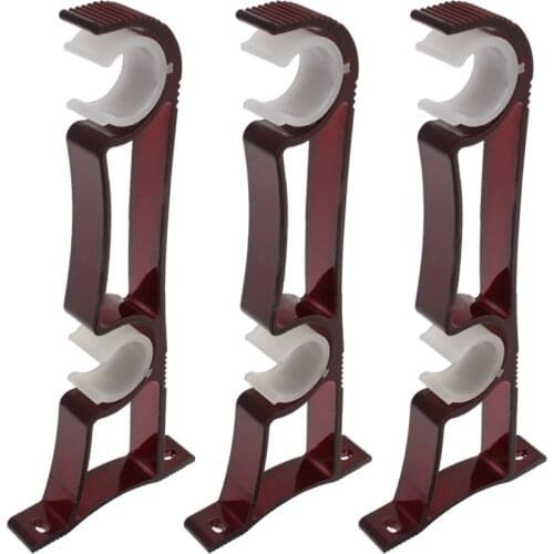 MroMax Curtain Rod Bracket Aluminum Alloy/Plastic 215*95*5mm Screw Hole Diameter 5mm Guide Rod Double Bracket Hardware 2/3/4pcs