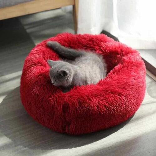 Cat Beds House Soft Long Plush House Warm Round Cat Kennel Comfortable Calm Pet Bed Small Medium Cat Beds Product Cushion Mat