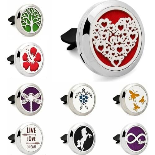 316L stainless steel Live Love Dream 30mm Twist Essential Oil Car Diffuser Locket Vent Clip Car Aromatherapy Locket