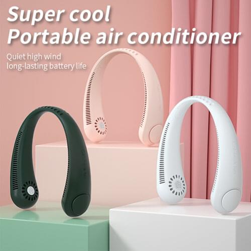 Porous Hanging Neck Fan Sports Fan Lazy Portable Mini Fan No Leaf Usb Mini Mute Electric Fan Three-Speed Double Fan