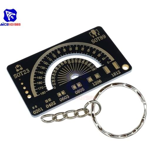 4CM Multifunctional PCB Ruler Measuring Tool Resistor Capacitor Chip IC SMD Diode Transistor Package 180 Degrees With Keychain