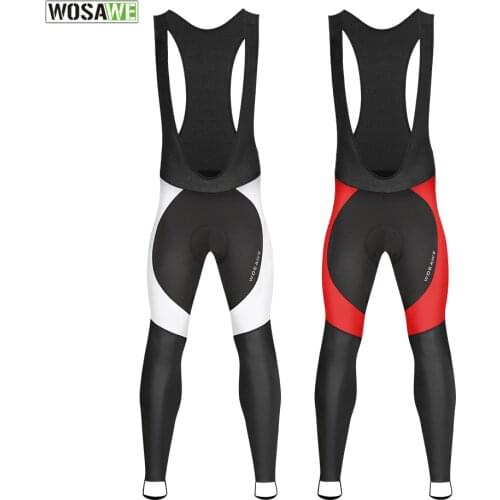 WOSAWE Winter Fleece Mens Cycling Pants with Bib Warm Reflective MTB Bicycle Tights Trousers Bike MTB Pants with 3D Gel Padded